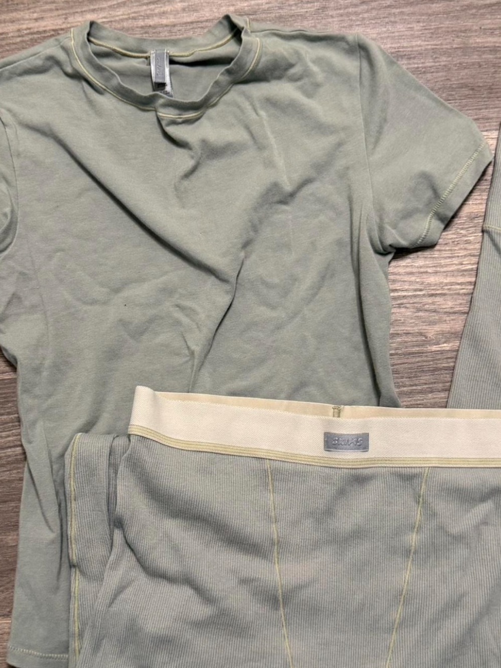 SKIMS Sage Green Ribbed Lounge Set
